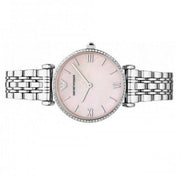  Shop Authentic Emporio Armani Classic Gianni T Bar Crystals Pink Dial Silver Steel Strap Watch For Women - AR1781 - Luxxuri
