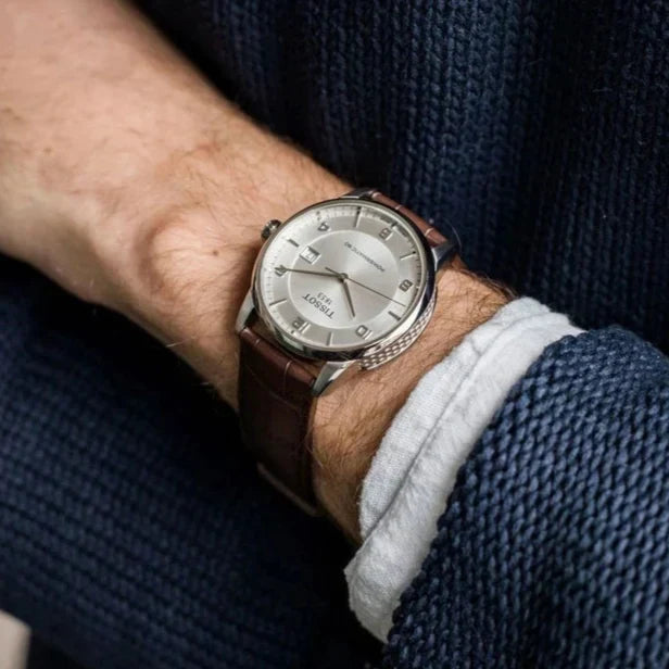  Shop Authentic Tissot Luxury Powermatic 80 Silver Dial Brown Leather Strap Watch For Men - T086.407.16.037.00 - Luxxuri