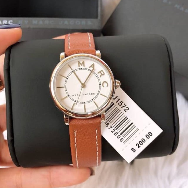  Shop Authentic Marc Jacobs Roxy Silver Dial Brown Leather Strap Watch for Women - MJ1572 - Luxxuri