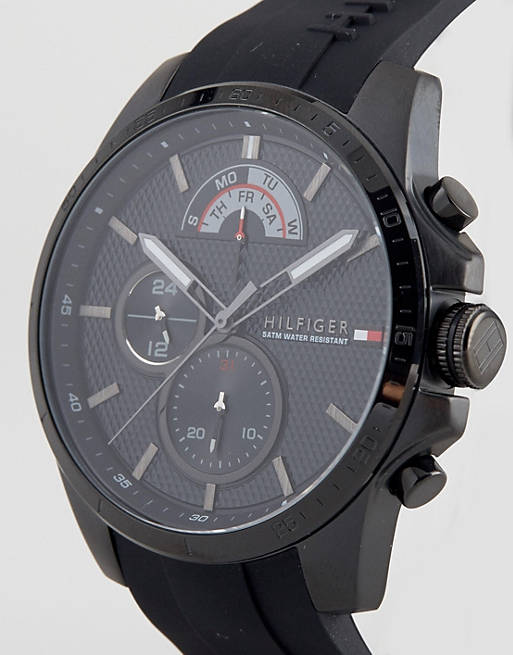  Shop Authentic Tommy Hilfiger Decker Black Dial Black Rubber Strap Watch for Men - 1791352 - Luxxuri