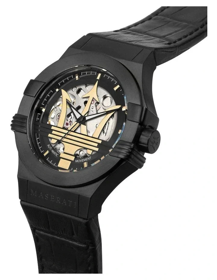  Shop Authentic Maserati Potenza Automatic Black Dial Black Leather Strap Watch For Men - R8821108036 - Luxxuri