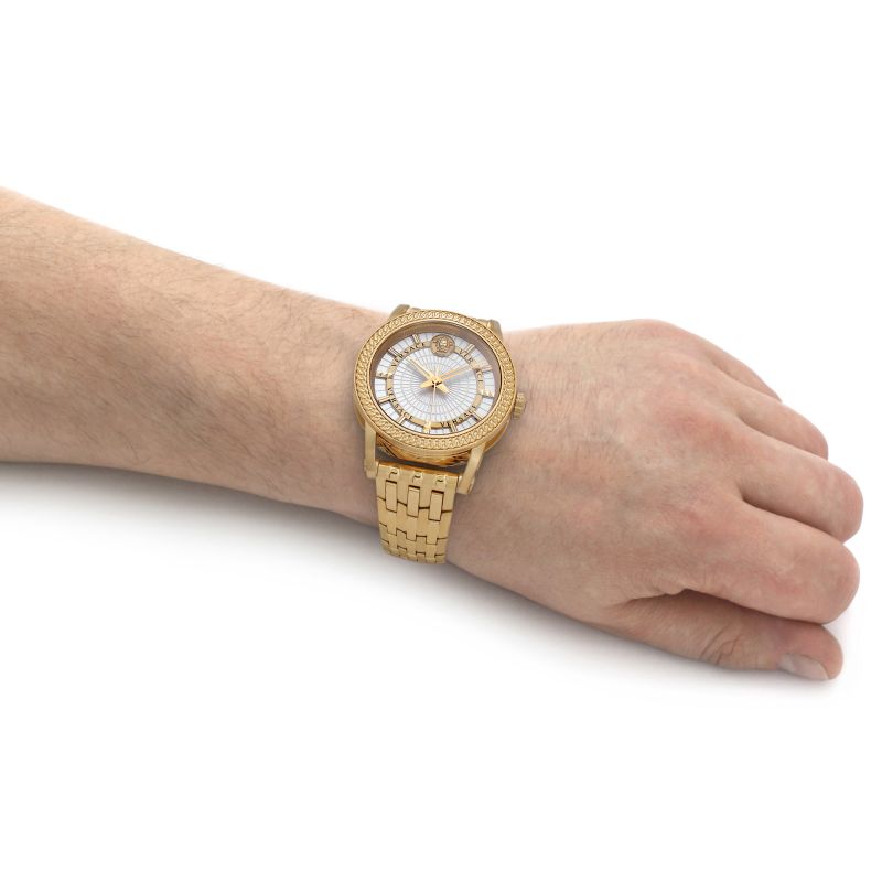  Shop Authentic Versace Code Quartz Silver Dial Gold Steel Strap Watch For Men - VEPO00420 - Luxxuri