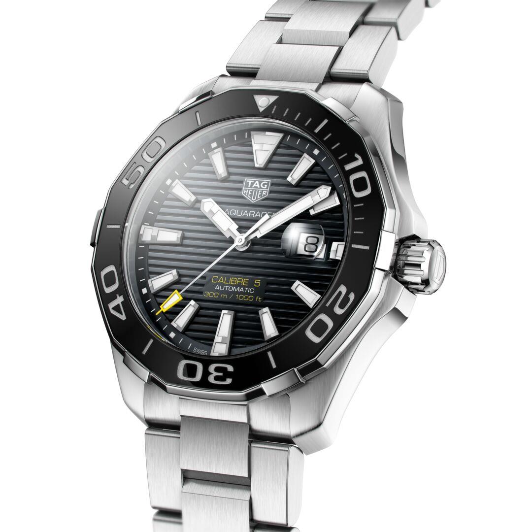  Shop Authentic Tag Heuer Aquaracer Black Dial Silver Steel Strap Strap Watch for Men - WAY201A.BA0927 - Luxxuri