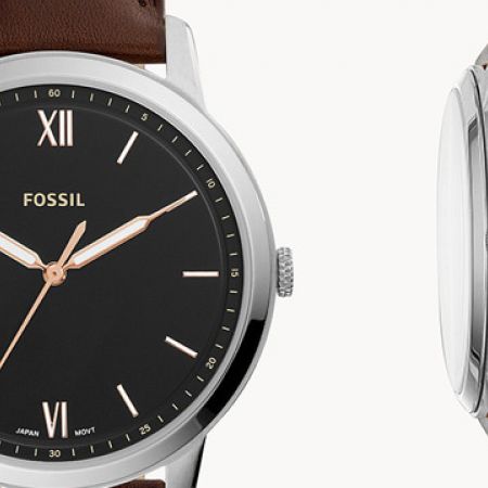  Shop Authentic Fossil The Minimalist 3H Black Dial Brown Leather Strap Watch for Men - FS5464 - Luxxuri