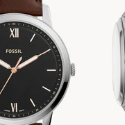  Shop Authentic Fossil The Minimalist 3H Black Dial Brown Leather Strap Watch for Men - FS5464 - Luxxuri