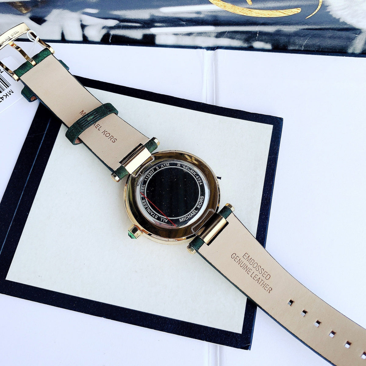  Shop Authentic Michael Kors Parker Green Dial Green Leather Strap Watch For Women - MK4724 - Luxxuri