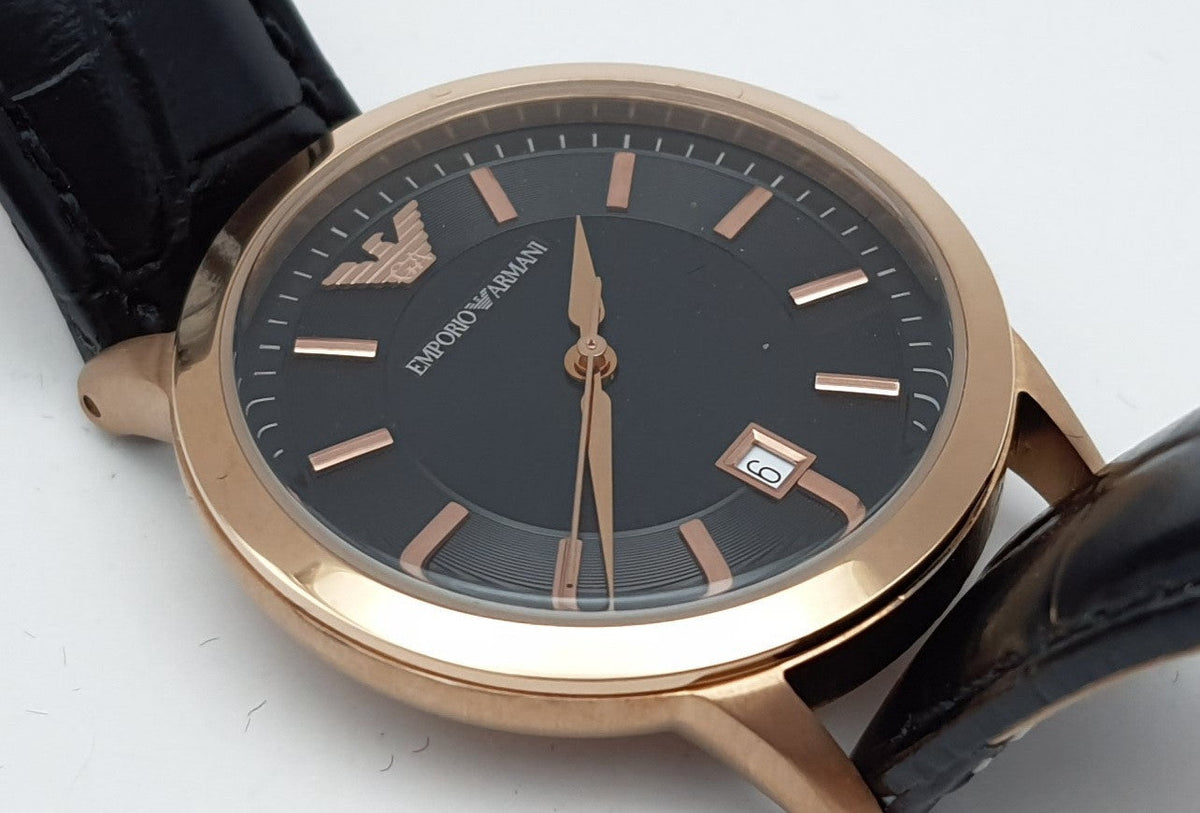  Shop Authentic Emporio Armani Classic Black Dial Black Leather Strap Watch For Women - AR9022 - Luxxuri