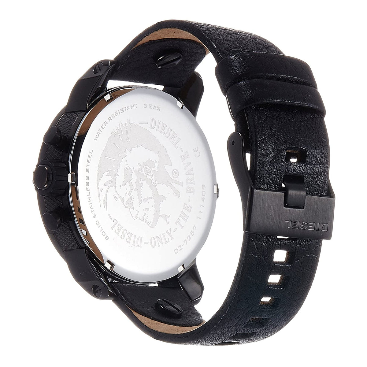  Shop Authentic Diesel Little Daddy Blue Dial Black Leather Strap Watch For Men - DZ7257 - Luxxuri