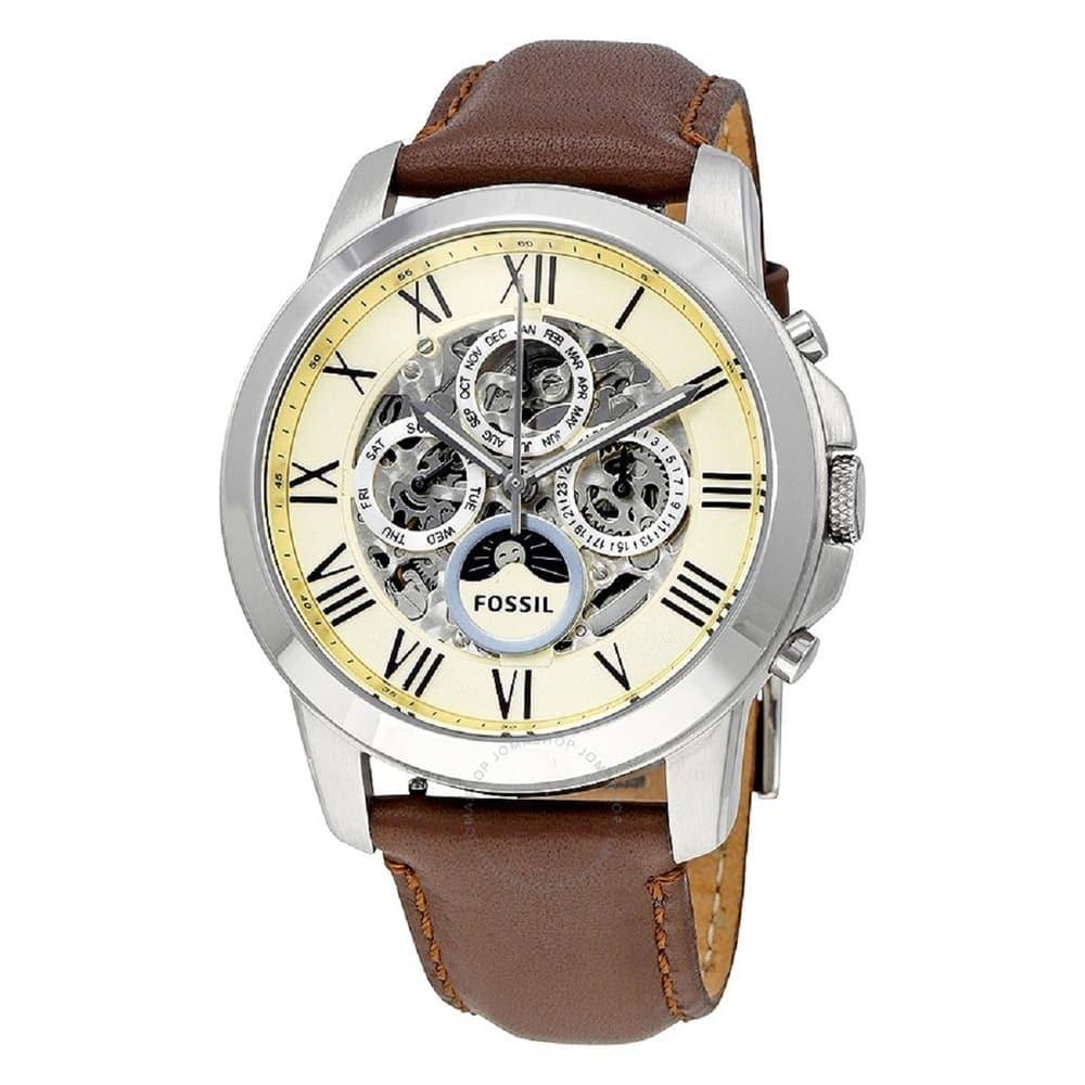  Shop Authentic Fossil Grant Automatic White Dial Brown Leather Strap Watch for Men -  ME3027 - Luxxuri