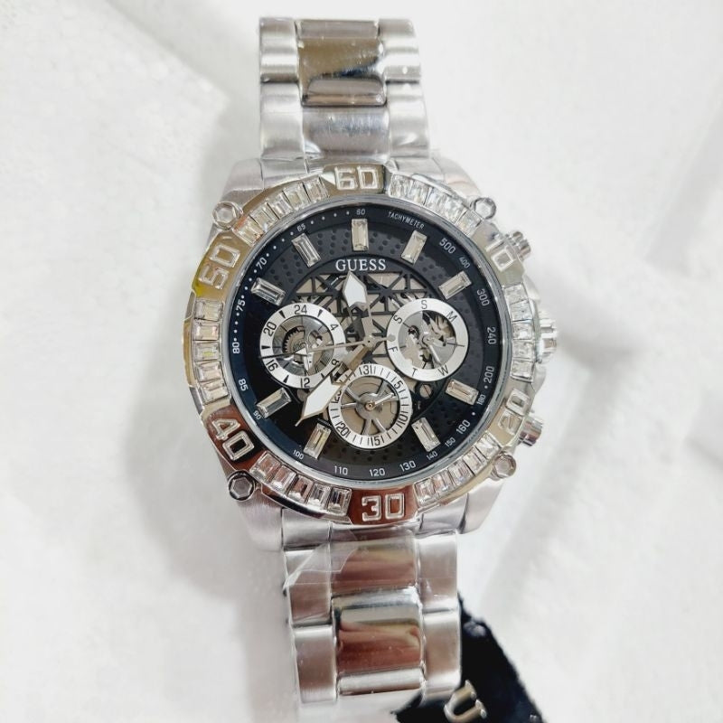  Shop Authentic Guess Trophy Chronograph Diamonds Black Dial Silver Steel Strap Watch for Men - GW0390G1 - Luxxuri
