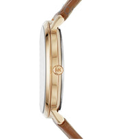  Shop Authentic Michael Kors Jaryn Quartz Gold Dial Brown Leather Strap Watch For Women - MK2496 - Luxxuri