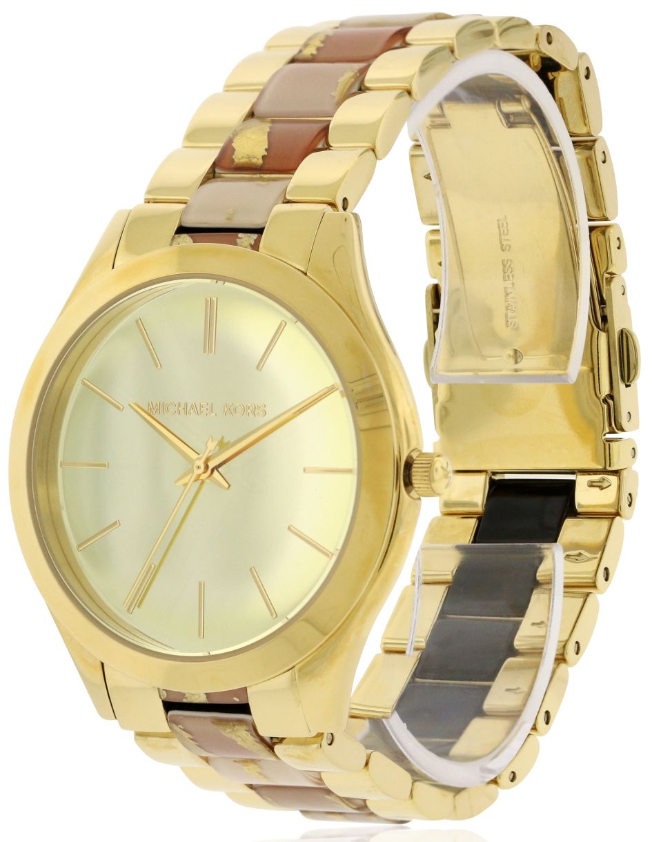  Shop Authentic Michael Kors Slim Runway Gold Dial Two Tone Steel Strap Watch for Women - MK4300 - Luxxuri