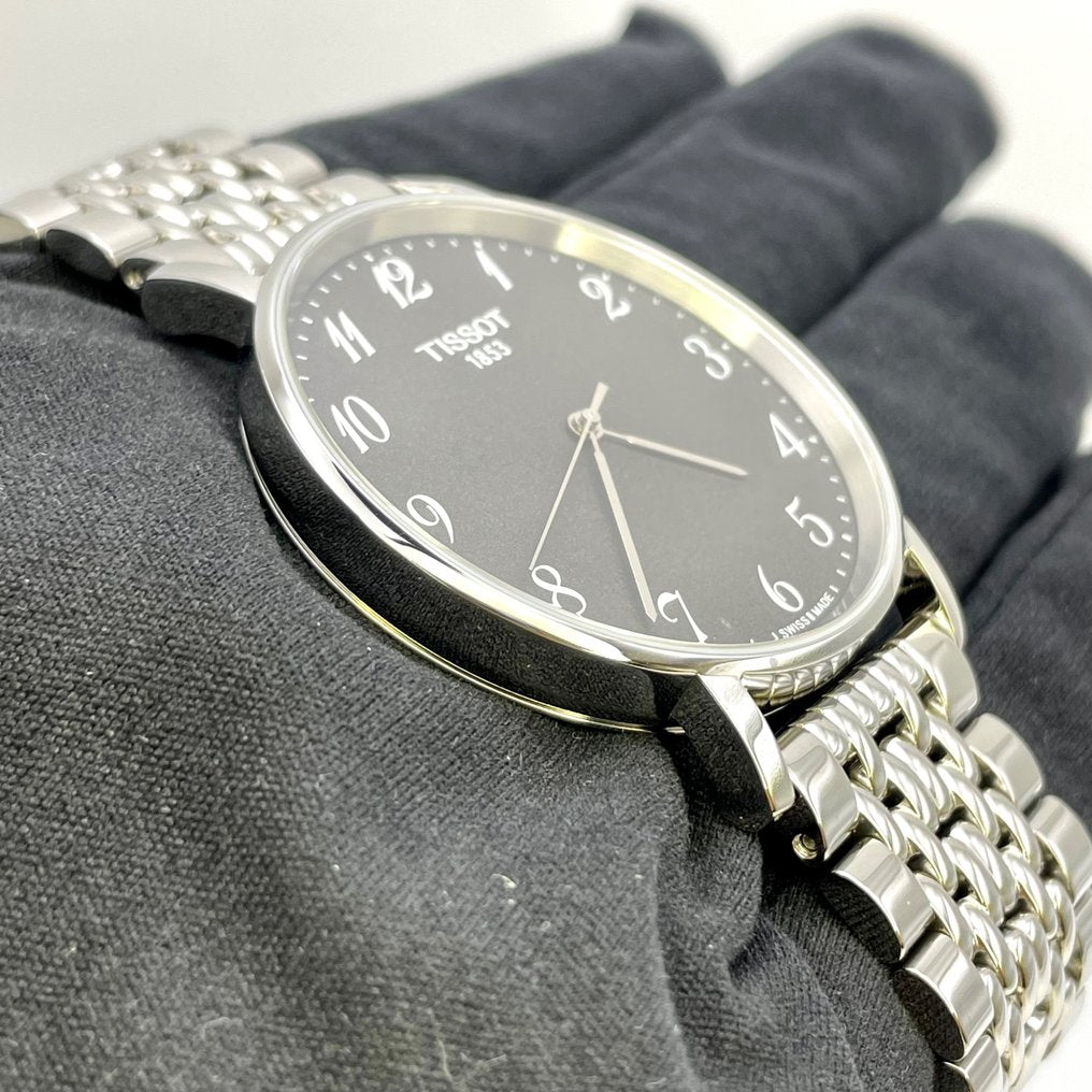  Shop Authentic Tissot T Classic Everytime Quartz Black Dial Silver Steel Strap Watch for Men - T109.410.11.072.00 - Luxxuri