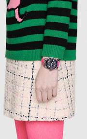  Shop Authentic Gucci Dive Quartz Black Dial Pink Leather Strap Watch For Women - YA136326 - Luxxuri