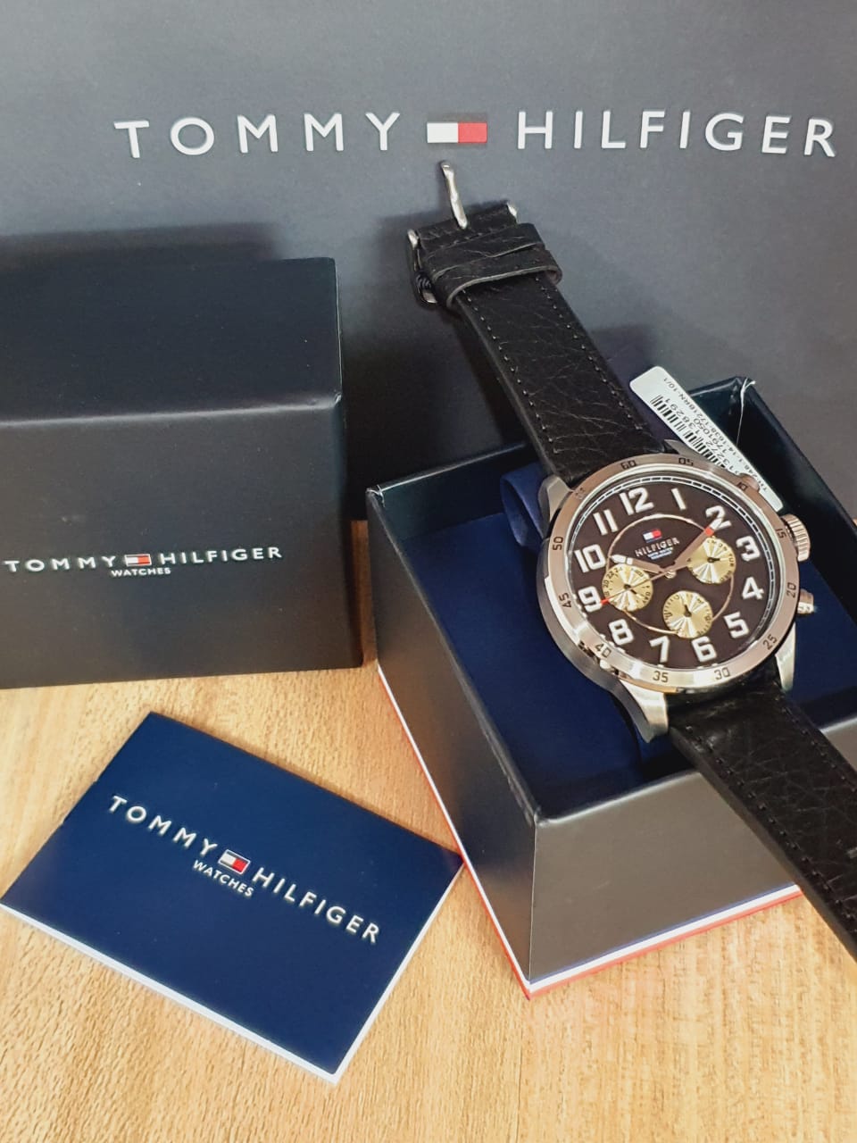  Shop Authentic Tommy Hilfiger Sport Chronograph Black Dial Black Leather Strap Watch for Men - 1791050 - Luxxuri