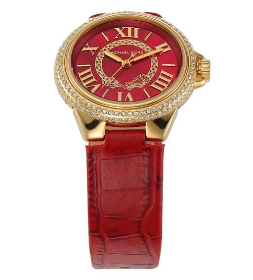  Shop Authentic Michael Kors Camille Three-Hand Red Dial Red Leather Strap Watch for Women - MK4750 - Luxxuri