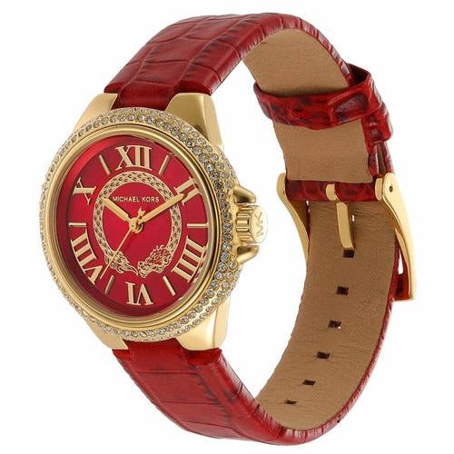  Shop Authentic Michael Kors Camille Three-Hand Red Dial Red Leather Strap Watch for Women - MK4750 - Luxxuri