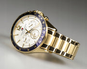  Shop Authentic Tommy Hilfiger Luke Chronograph White Dial Gold Steel Strap Watch for Men - 1791121 - Luxxuri
