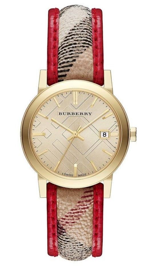  Shop Authentic Burberry The City Champagne Dial Leather Strap Watch for Women - BU9139 - Luxxuri