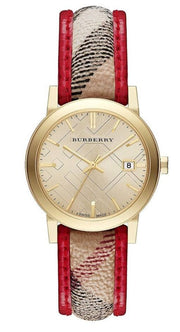  Shop Authentic Burberry The City Champagne Dial Leather Strap Watch for Women - BU9139 - Luxxuri