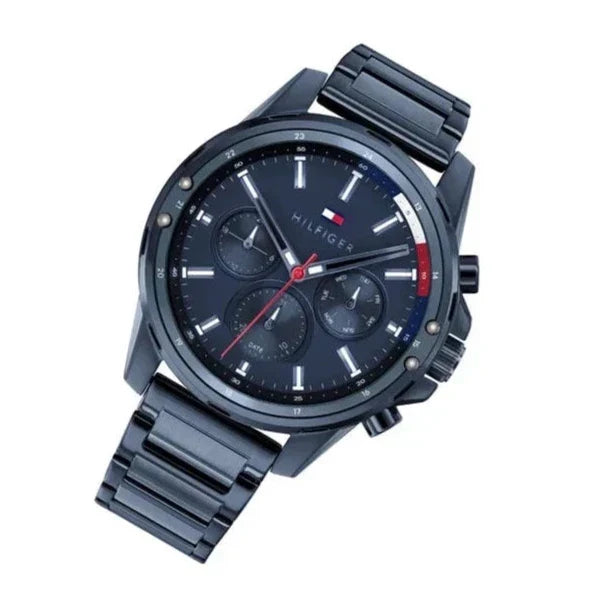  Shop Authentic Tommy Hilfiger Mason Blue Dial Blue Steel Strap Watch for Men - 1791789 - Luxxuri