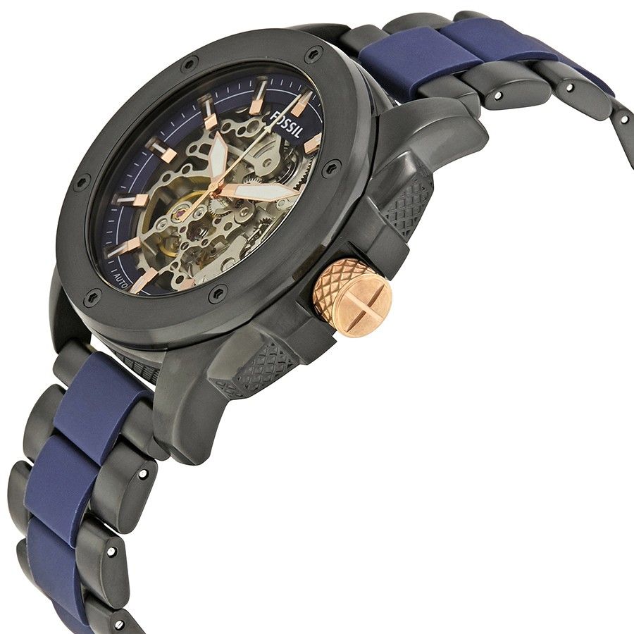  Shop Authentic Fossil Modern Machine Automatic Skeleton Blue Dial Two Tone Steel Strap Watch for Men - ME3133 - Luxxuri