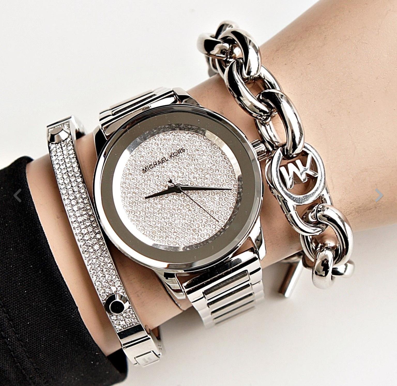  Shop Authentic Michael Kors Kinley Diamond Pave Silver Dial Silver Steel Strap Watch for Women - MK5996 - Luxxuri