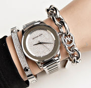  Shop Authentic Michael Kors Kinley Diamond Pave Silver Dial Silver Steel Strap Watch for Women - MK5996 - Luxxuri