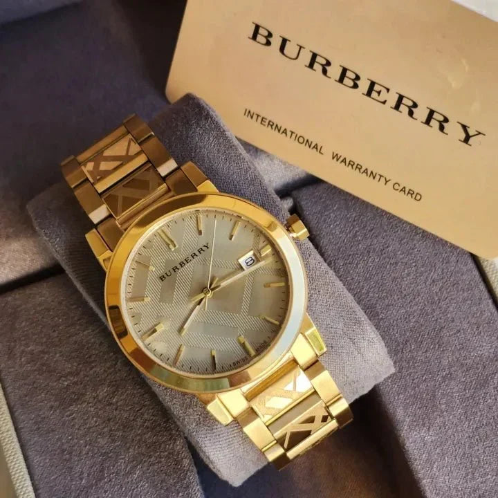  Shop Authentic Burberry The City Gold Dial Gold Steel Strap Watch for Men - BU9038 - Luxxuri