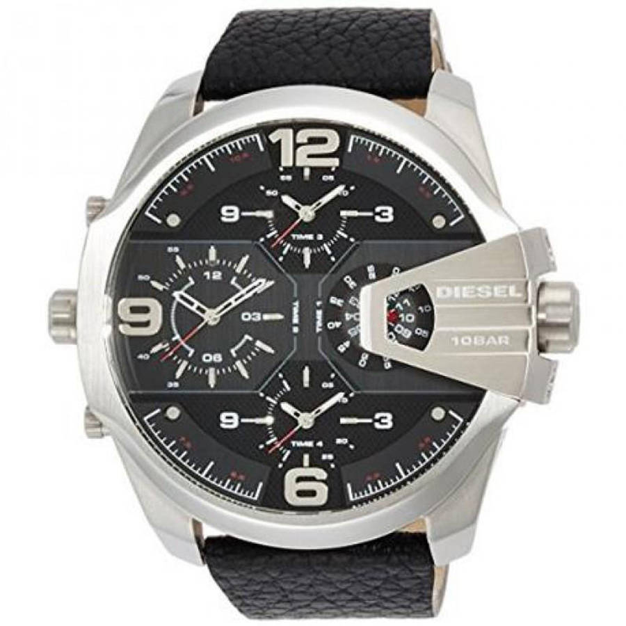  Shop Authentic Diesel Uber Chief Oversized 4 Time Black Dial Leather Strap Watch For Men - DZ7376 - Luxxuri