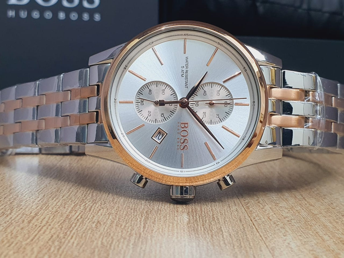  Shop Authentic Hugo Boss Jet Silver Dial Two Tone Steel Strap Watch for Men - 1513385 - Luxxuri