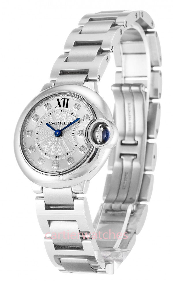  Shop Authentic Cartier Ballon Bleu de Cartier Diamonds Silver Dial Silver Steel Strap Watch for Women - WE902073 - Luxxuri