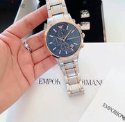  Shop Authentic Emporio Armani Renato Chronograph Blue Dial Two Tone Steel Strap Watch For Men - AR80025 - Luxxuri
