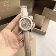  Shop Authentic Burberry Chronograph Rose Gold Dial Beige Leather Strap Watch for Women - BU9704 - Luxxuri