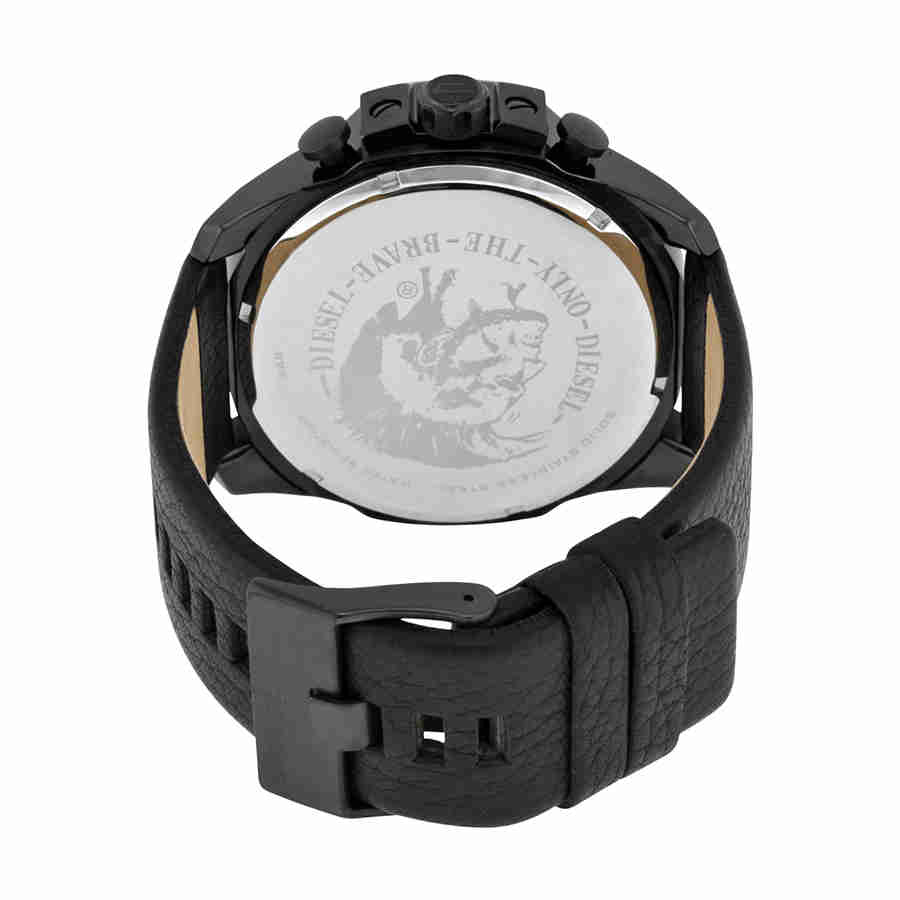  Shop Authentic Diesel Mega Chief Black Dial Black Leather Strap Watch For Men - DZ4323 - Luxxuri