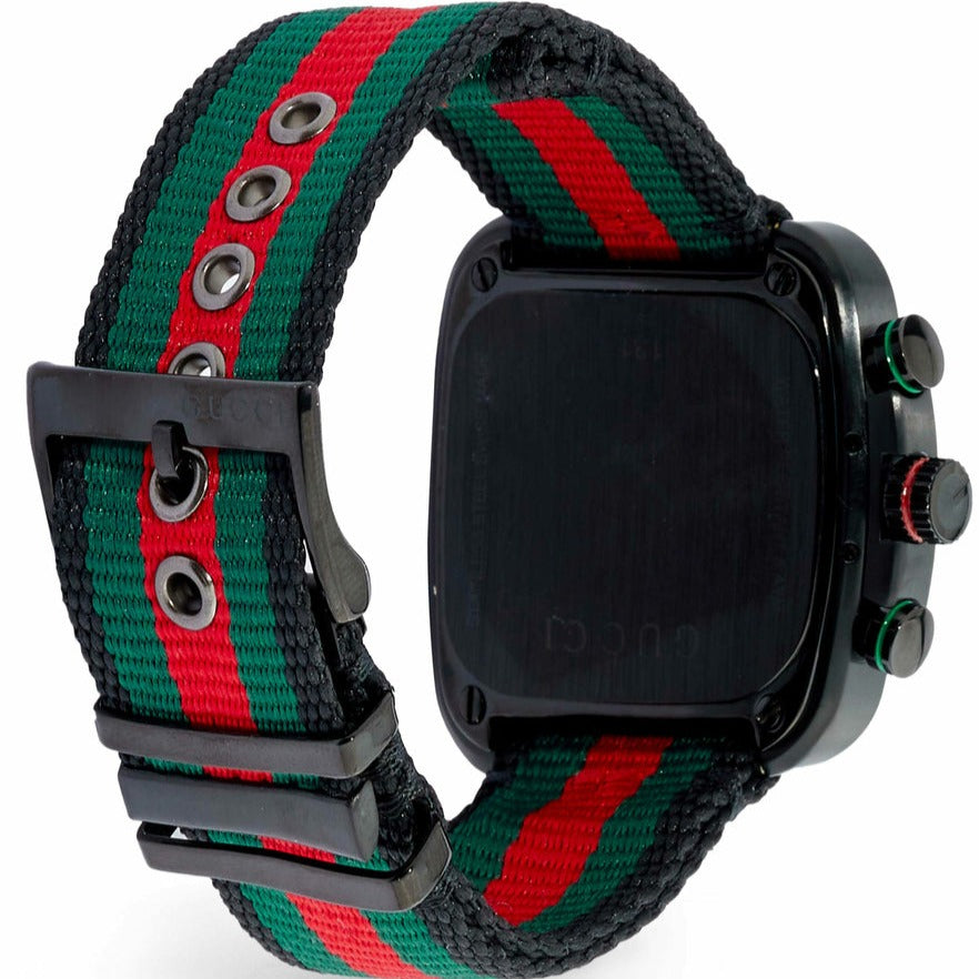  Shop Authentic Gucci Coupe Chronograph Quartz Black Two Tone NATO Strap Watch For Men - YA131202 - Luxxuri