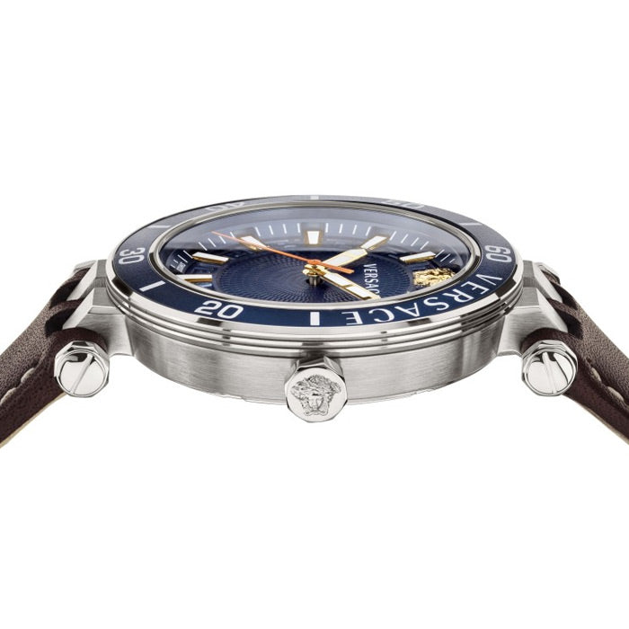  Shop Authentic Versace Greca Sport Analog Blue Dial Brown Leather Strap Watch For Men - VEZ300121 - Luxxuri