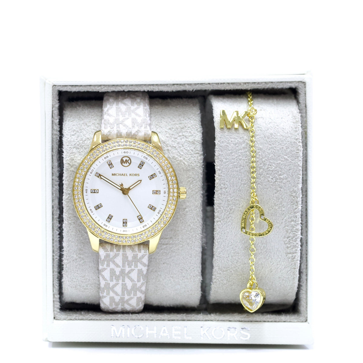  Shop Authentic Michael Kors Tibby Analog Silver Dial White Leather Strap Watch for Women - MK1049 - Luxxuri