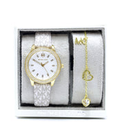  Shop Authentic Michael Kors Tibby Analog Silver Dial White Leather Strap Watch for Women - MK1049 - Luxxuri