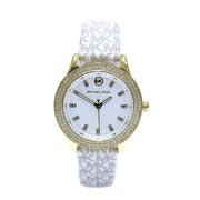  Shop Authentic Michael Kors Tibby Analog Silver Dial White Leather Strap Watch for Women - MK1049 - Luxxuri