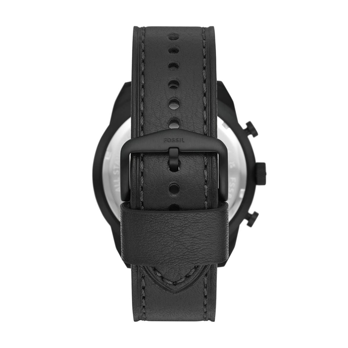  Shop Authentic Fossil Bronson Chronograph Black Dial Black Leather Strap Watch for Men - FS5874 - Luxxuri