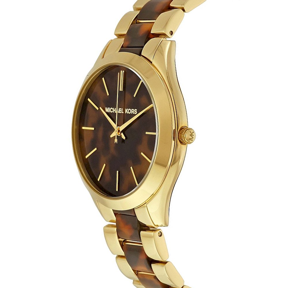  Shop Authentic Michael Kors Slim Runway Tortoise Shell Dial Two Tone Steel Strap Watch for Women - MK4284 - Luxxuri