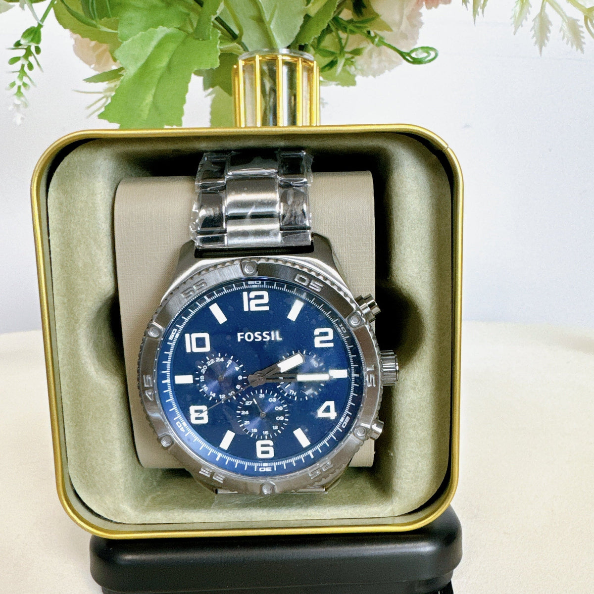 Shop Authentic Fossil Brox Multifunction Blue Dial Grey Steel Strap Watch for Men - BQ2798 - Luxxuri