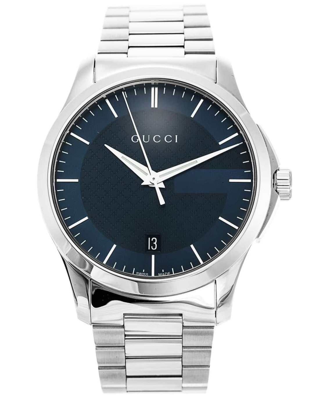  Shop Authentic Gucci G Timeless Blue Dial Silver Steel Strap Watch For Men - YA126440 - Luxxuri