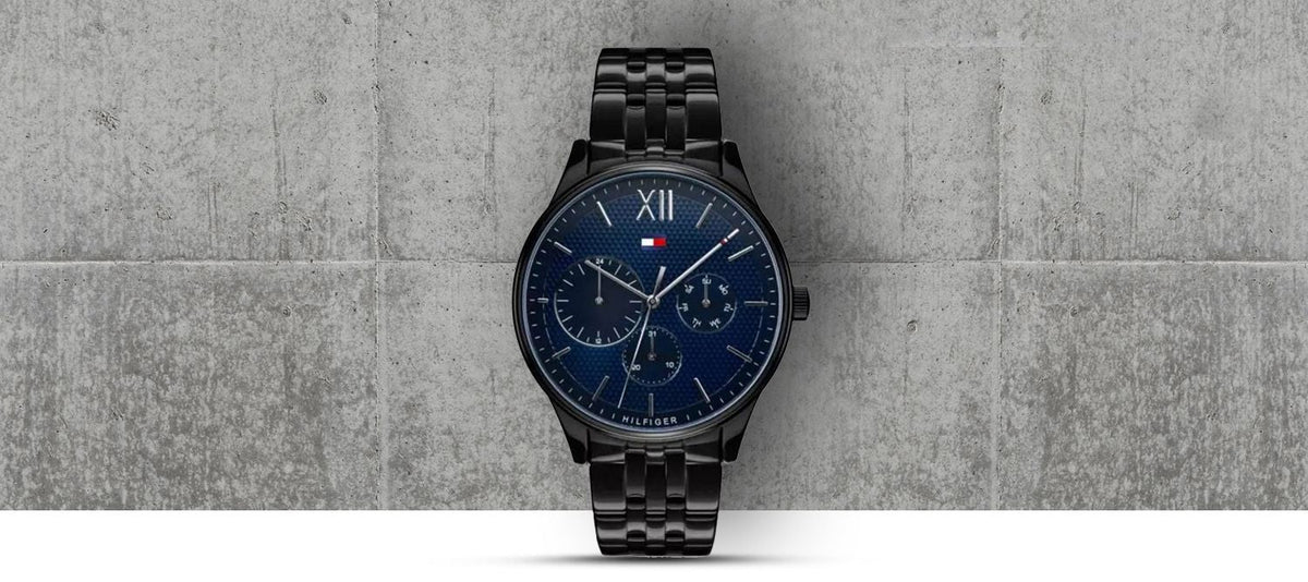  Shop Authentic Tommy Hilfiger Damon Quartz Chronograph Blue Dial Black Steel Strap Watch for Men - 1791454 - Luxxuri