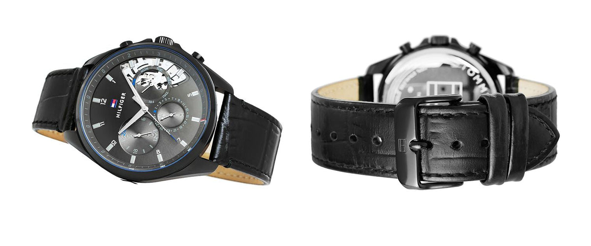  Shop Authentic Tommy Hilfiger Baker Chronograph Black Dial Black Leather Strap Watch For Men  - 1710452 - Luxxuri