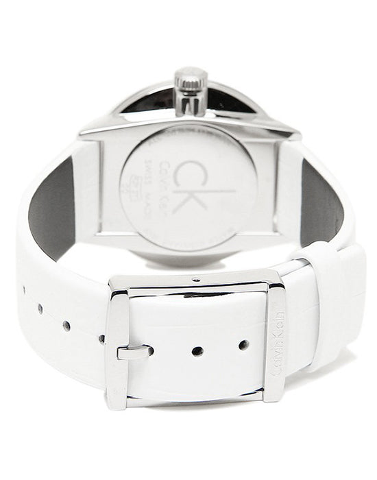  Shop Authentic Calvin Klein Accent White Dial White Leather Strap Watch for Women - K2Y2Y1K6 - Luxxuri