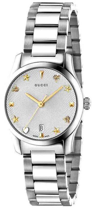  Shop Authentic Gucci G Timeless White Dial Silver Steel Strap Watch For Women - YA126572A - Luxxuri