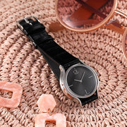  Shop Authentic Calvin Klein Skirt Black Dial Black Leather Strap Watch for Women  - K2U231C1 - Luxxuri