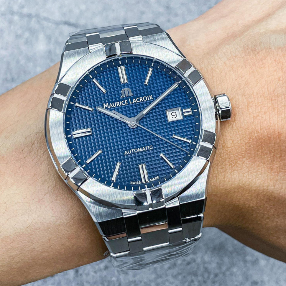  Shop Authentic Maurice Lacroix Aikon Automatic Blue Dial Silver Steel Strap Watch For Men - AI6008-SS002-430-1 - Luxxuri